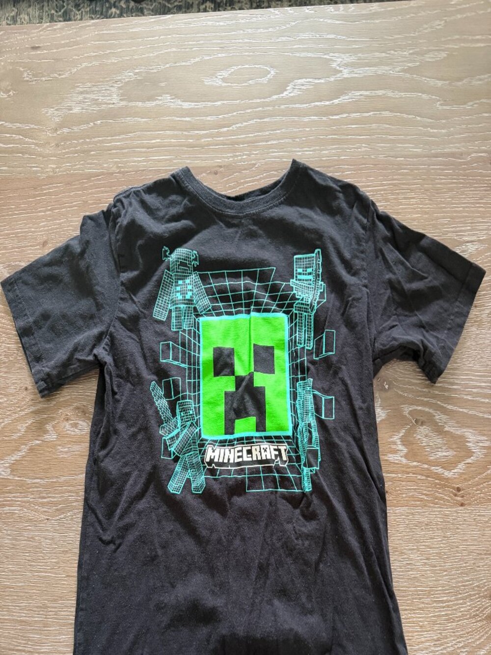 Boys Black Minecraft short sleeve t-shirt tee top size XL 14